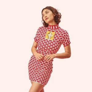 BRICK HOUSE KNIT SWEATER DRESS YELLOW CURTAINS